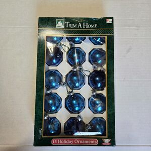 Vintage Trim A Home Cobalt Blue Christmas Ornaments Box 13 USA Kmart As-Is